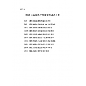 2024 年国家医疗质量安全改进目标